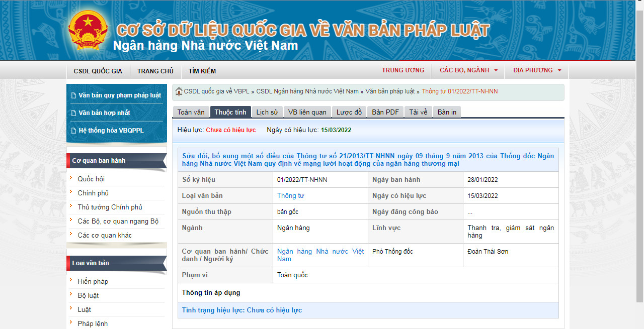 Thông tư sửa đổi, bổ sung một số điều của Thông tư số 21/2013/TT-NHNN ngày 09/09/2013 của Thống đốc Ngân hàng Nhà nước Việt Nam