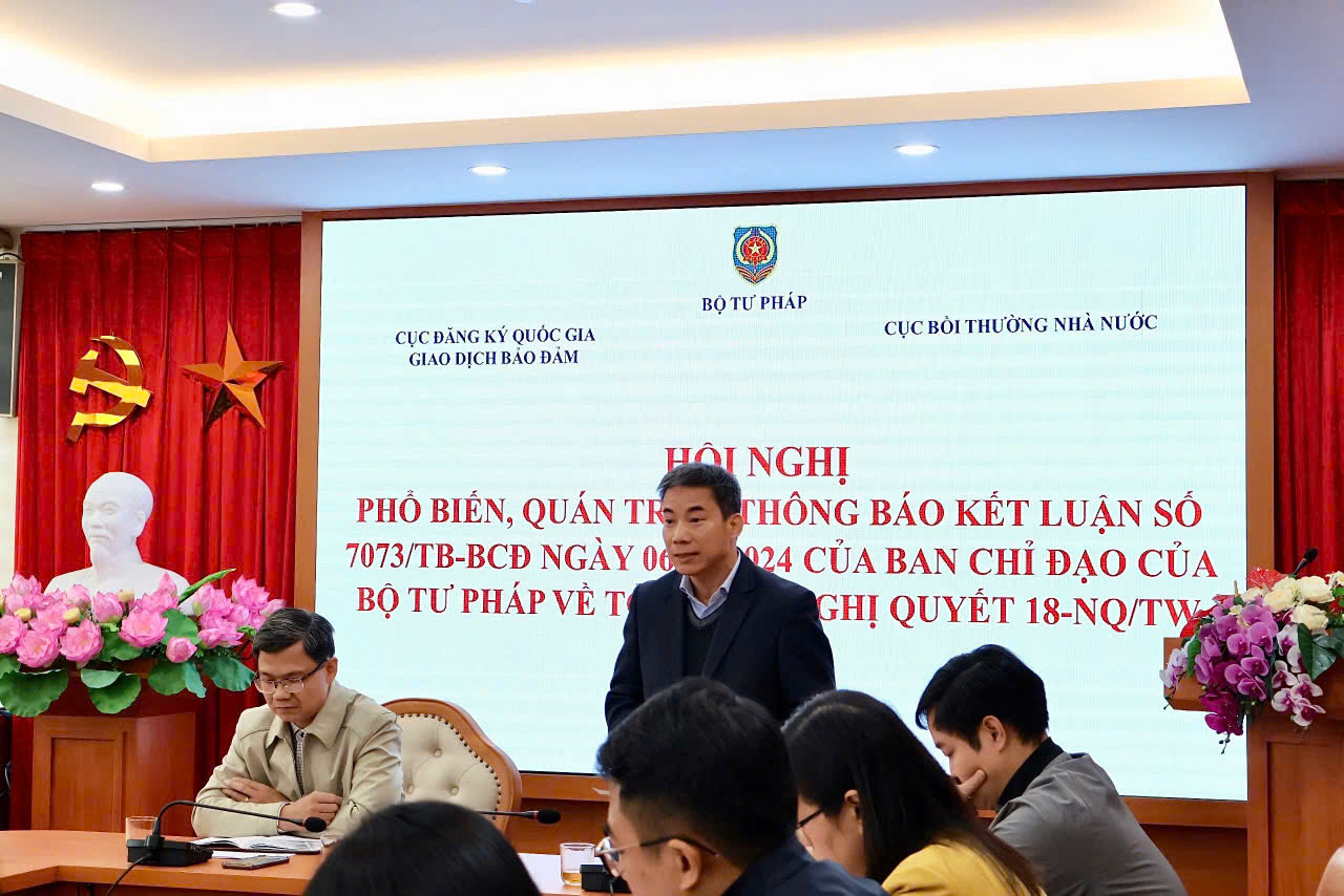 Thực hiện chủ trương về sắp xếp, tinh gọn tổ chức bộ máy của Bộ Tư pháp trong lĩnh vực Đăng ký giao dịch bảo đảm và lĩnh vực bồi thường nhà nước